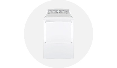 GE Appliances Dryer product isolated on top of a light grey circle
