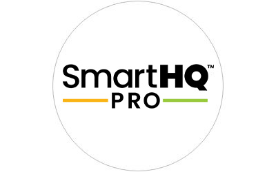 SmartHQ PRO logo in thin grey outlined circle icon