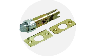 Kwikset Lock Accessories, 3 total, isolated on top of a gray circle