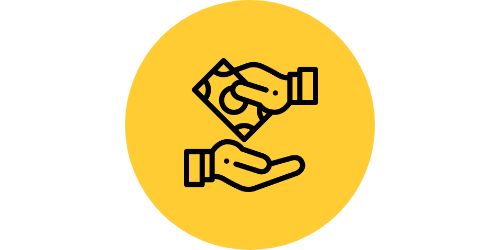 icon of handing money from one person to another
