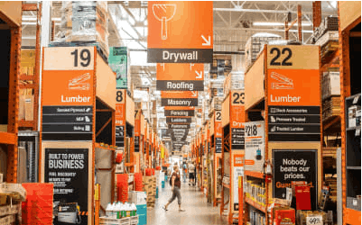 The Home Depot store shopping aisle entrance