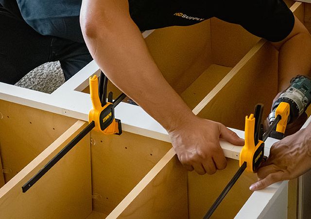 custom kitchen cabinets being built