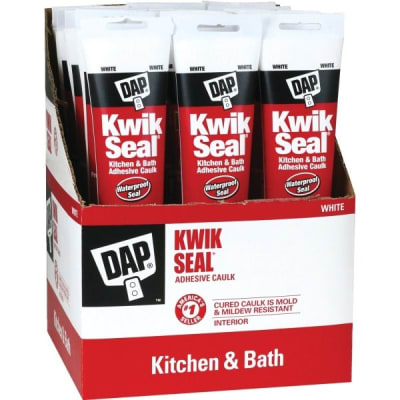 DAP 5.5 Oz Kwik Seal Kitchen And Bath Caulk, White, Package Of 12