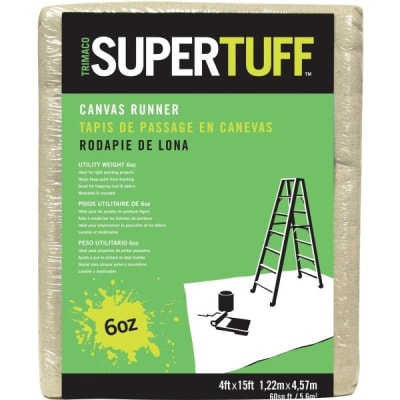 Trimaco® Supertuff® 6 Oz Canvas Drop Cloth, 4 X 15', Medium Weight, Washable