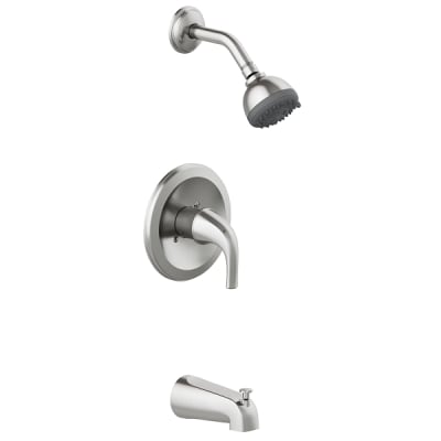 Seasons® Raleigh Single Handle Tub And Adjustable 1.8 GPM Showerhead Kit With Valve In Brushed Nickel