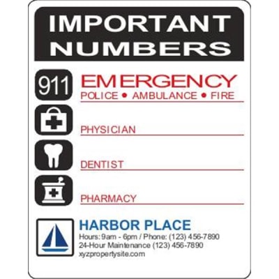 Custom Magnet, 4 X 5 Important Numbers Package Of 100