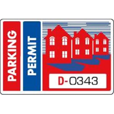 Parking Permit Window Stickers, Red/blue, 3 X 2, Package Of 100
