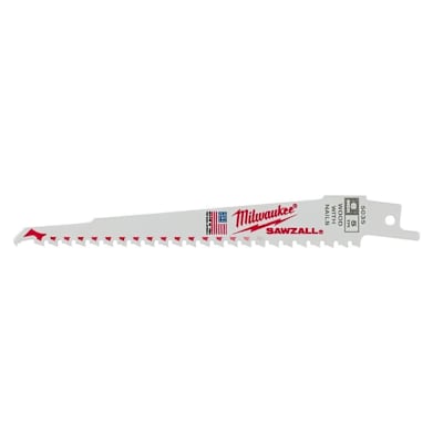 Milwaukee Sawzall 6 In. 5 TPI Thin Kerf Bi-Metal Wood Cutting Reciprocating Saw Blade, 5-Pack