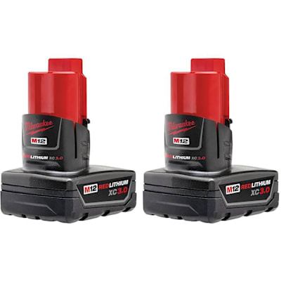 Milwaukee M12 REDLITHIUM 12V 3.0 Ah Lithium-Ion XC Extended Capacity Battery 2-Pack
