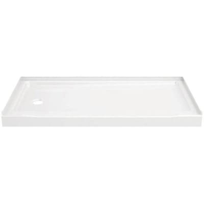 Delta Classic 60 In. L X 32 In. W Alcove Shower Pan W/ Left Drain (High Gloss White)