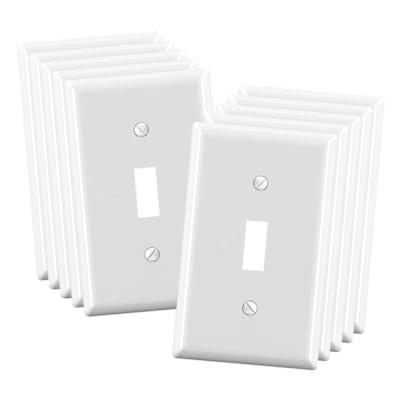 Maintenance Warehouse 1-Gang Unbreakable Polycarbonate Standard-Size Toggle Wall Plate In Gloss White, 10-Pack