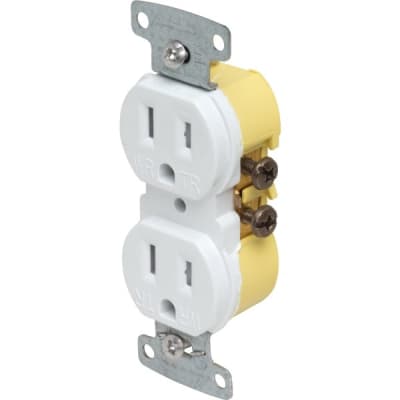 Hubbell® 15 Amp 125 Volt Self-Grounding Residential Straight Blade Duplex Standard Outlet (White)