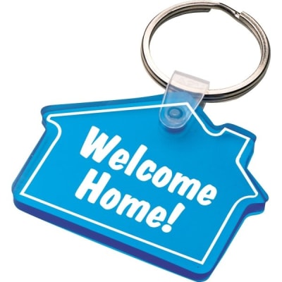 Soft Flexible Key Tag, Translucent Blue, House Shape