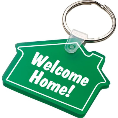 Soft Flexible Key Tag, Translucent Green, House Shape