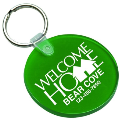 Custom Soft Plastic Circle Key Tag, Imprint On One Side