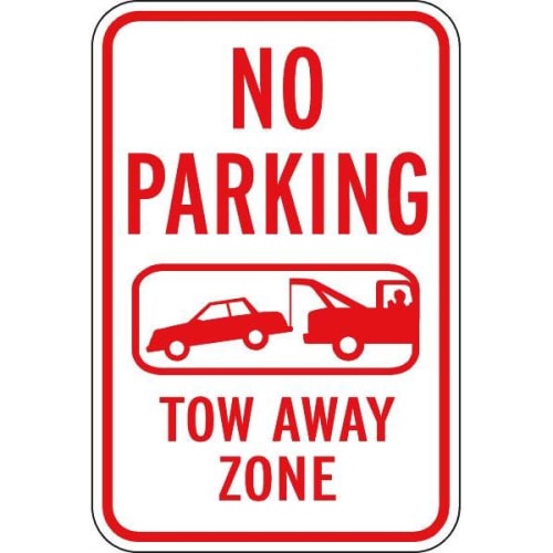 No Parking/Tow Away Zone Sign, Reflective, 12 X 18