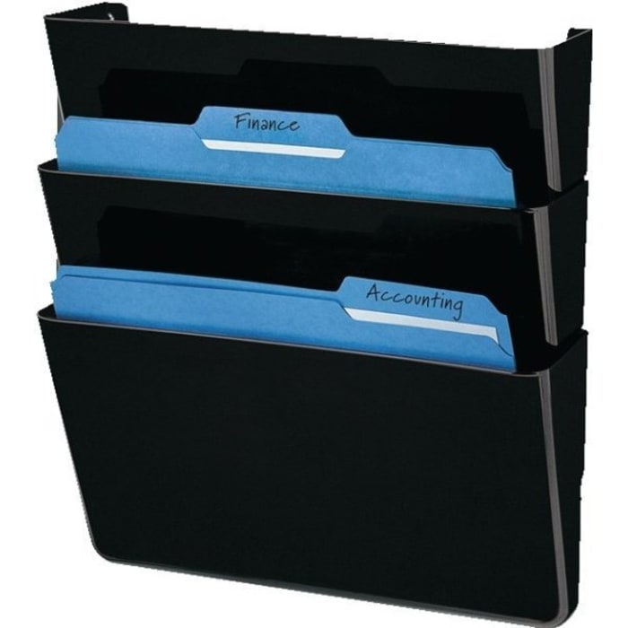 Office Depot Single Wall Pockets Black, Pack Of 3