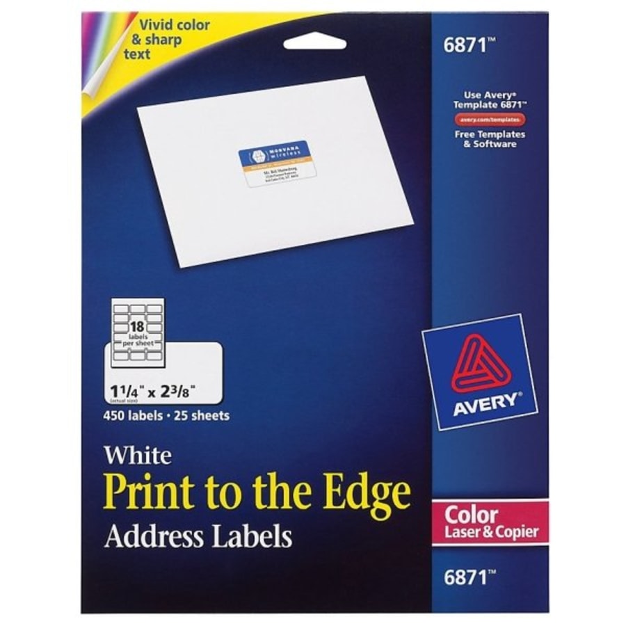 Avery® White Vibrant Color-Printing Address Label 1-1/4