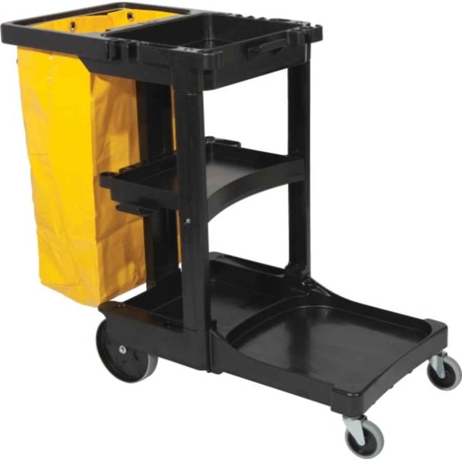 Rubbermaid 1861427 Executive High Security Janitor Cart with Locking Hood  and Cabinets