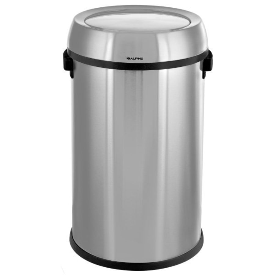 Alpine Industries 40 gal. Gray Stone All-Weather Outdoor Commercial Trash Can with Lid and Ashtray