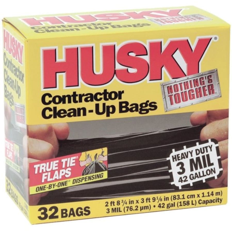 husky 42 gallon contractor clean-up 3-mil trash bags (50-count) 