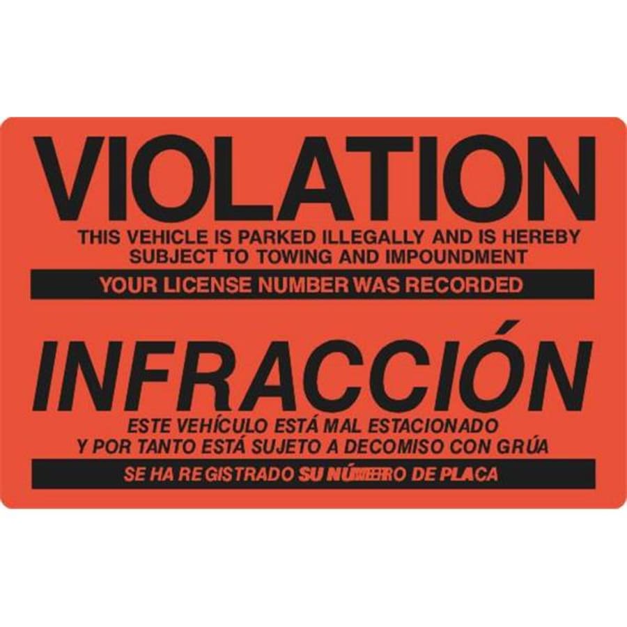Red Fluorescent Parking Violation Stickers
