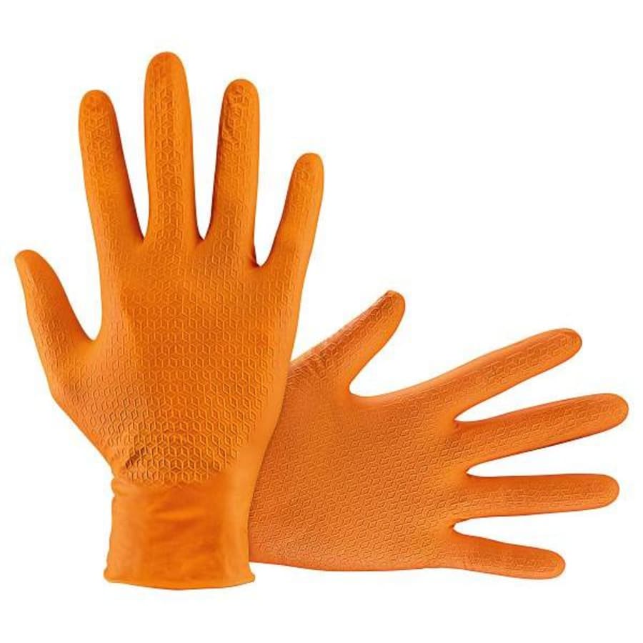 Uline Secure Grip™ Nitrile Gloves - Powder-Free, Orange, Large