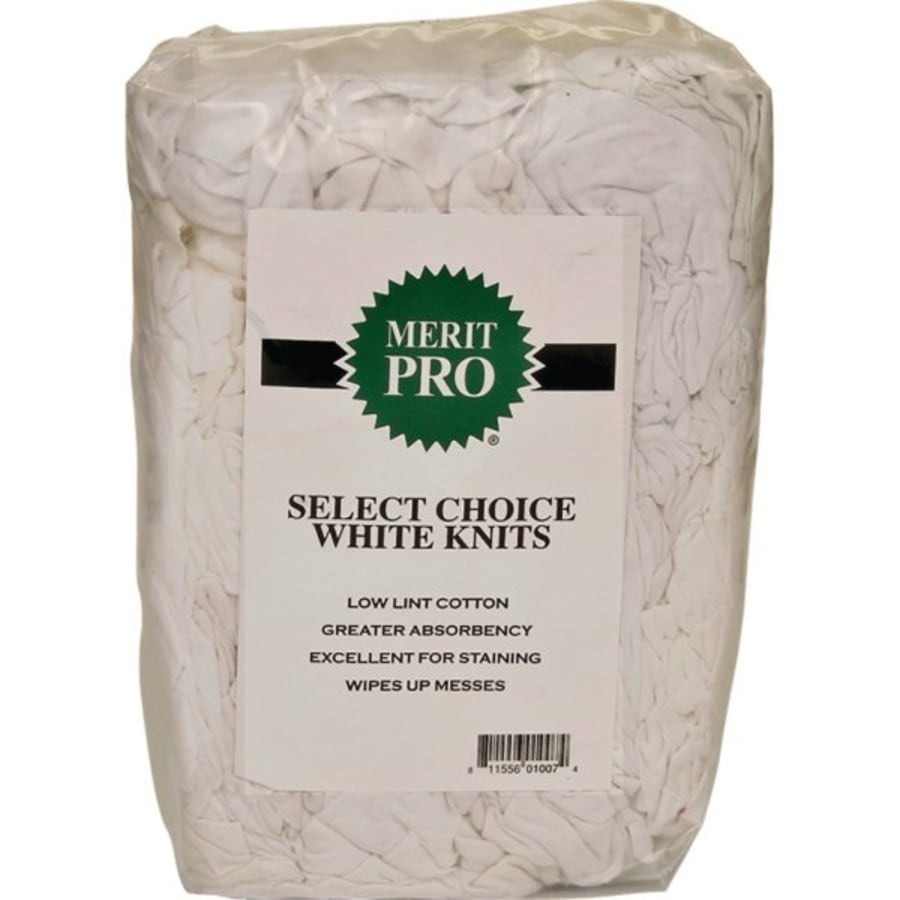 5 lb Box New White Knit Rags