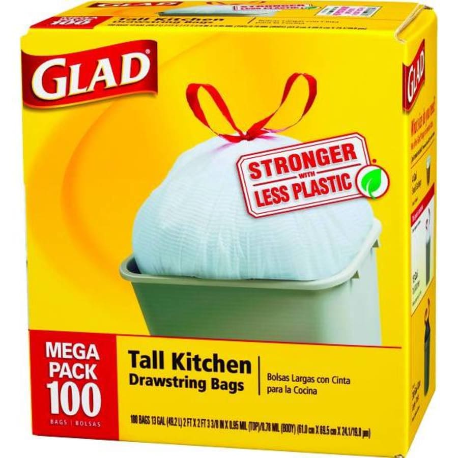 Glad Force Flex Tall Kitchen 13 Gallon Can Liners, 400 Liners/Case