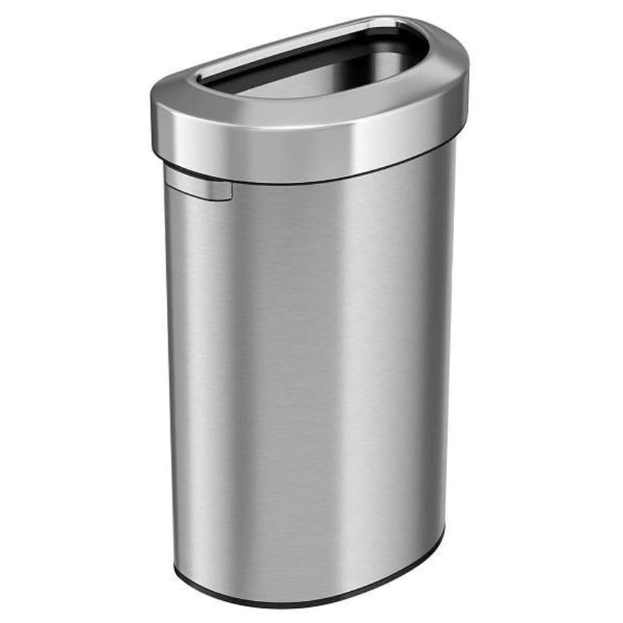 9 Gallon Stainless Steel Half-Round Side-Entry Trash Can