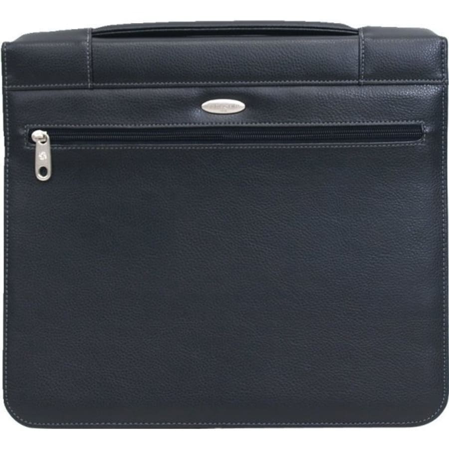 Zip-Around Vinyl 3-Ring Padfolio, Black 