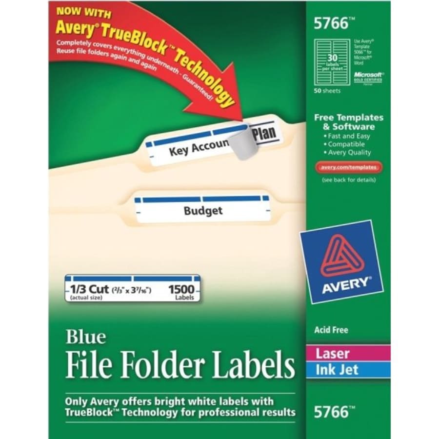 Avery® TrueBlock File Folder Labels, 2/3