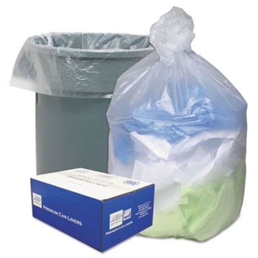 Earthsense Recycled Star Bottom Trash Bags, 55-60 gal, Black, 100