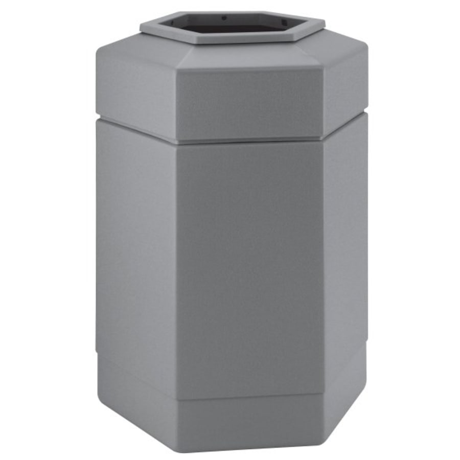 Commercial Zone 737101 PolyTec 30 Gallon Black Hexagonal Waste Container  with Open Top