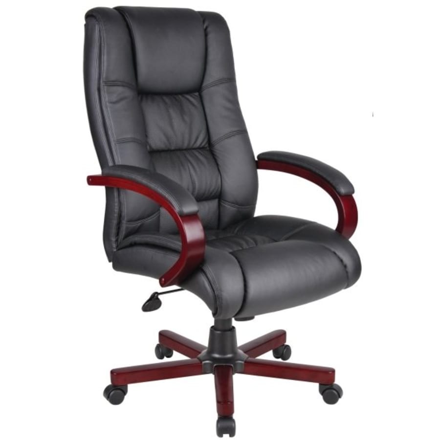 Realspace Verismo Black Chrome Bonded Leather High Back Chair Hd Supply