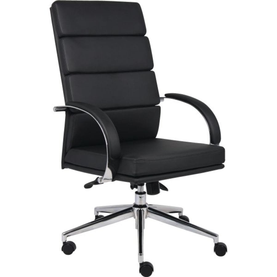 Realspace Verismo Black Chrome Bonded Leather High Back Chair Hd Supply