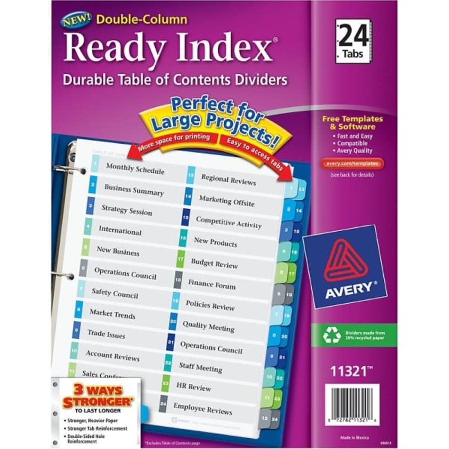 Avery® Index Maker 8-Tab Unpunched Divider, Package Of 25 ...