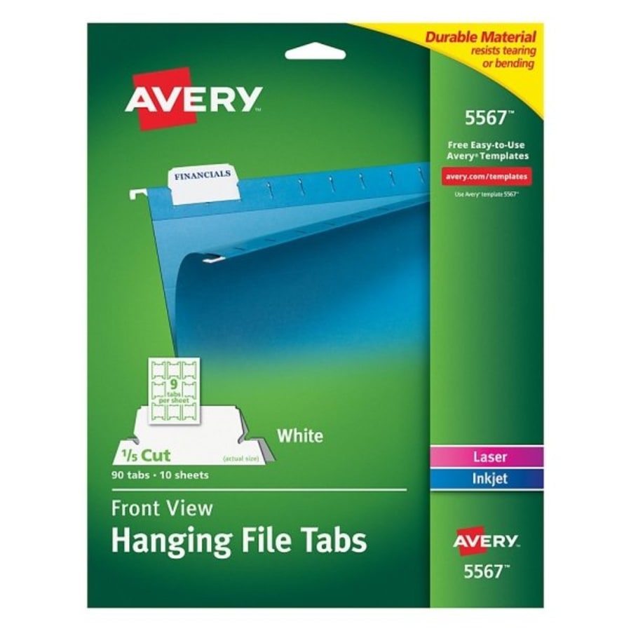 Avery® Color Permanent File Folder Labels, 2/3