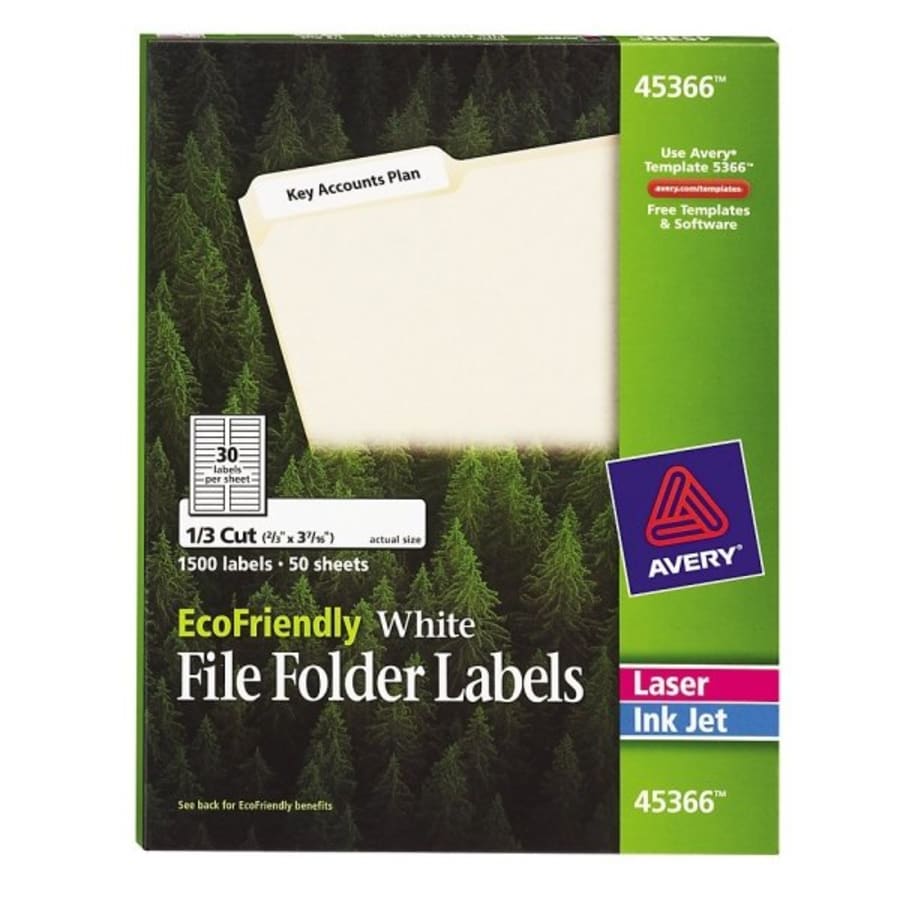 Avery® Color Removable Laser File Folder Labels, 2/3