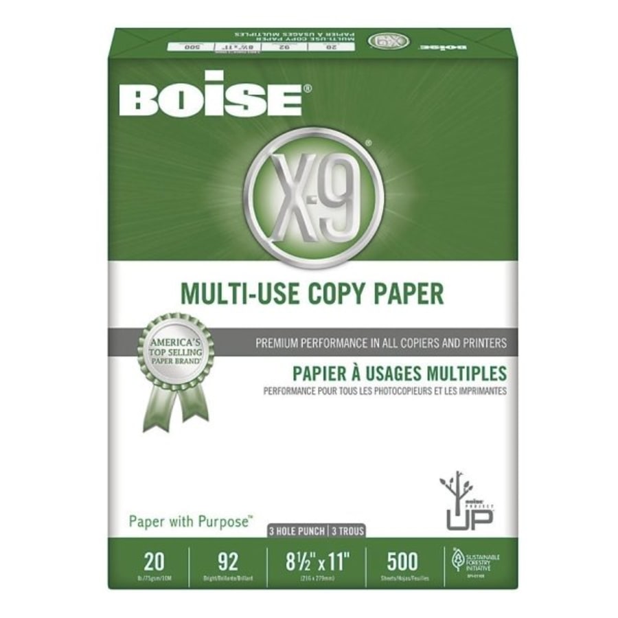 Boise X-9 SPLOX Multi-Use Paper , 92 Bright, 3-Hole, 20 lb, 8.5 x