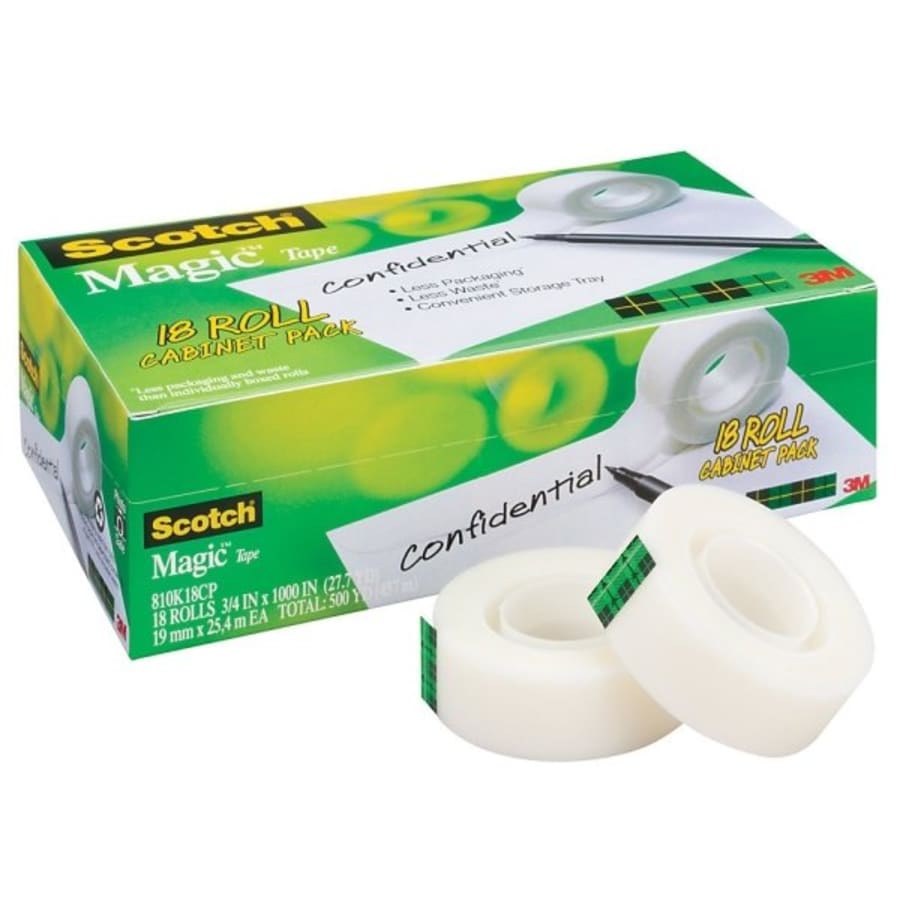 Scotch Magic Invisible Tape 810 With C-60 Dispenser, 3/4 x 1,000, Pack Of  10 Rolls