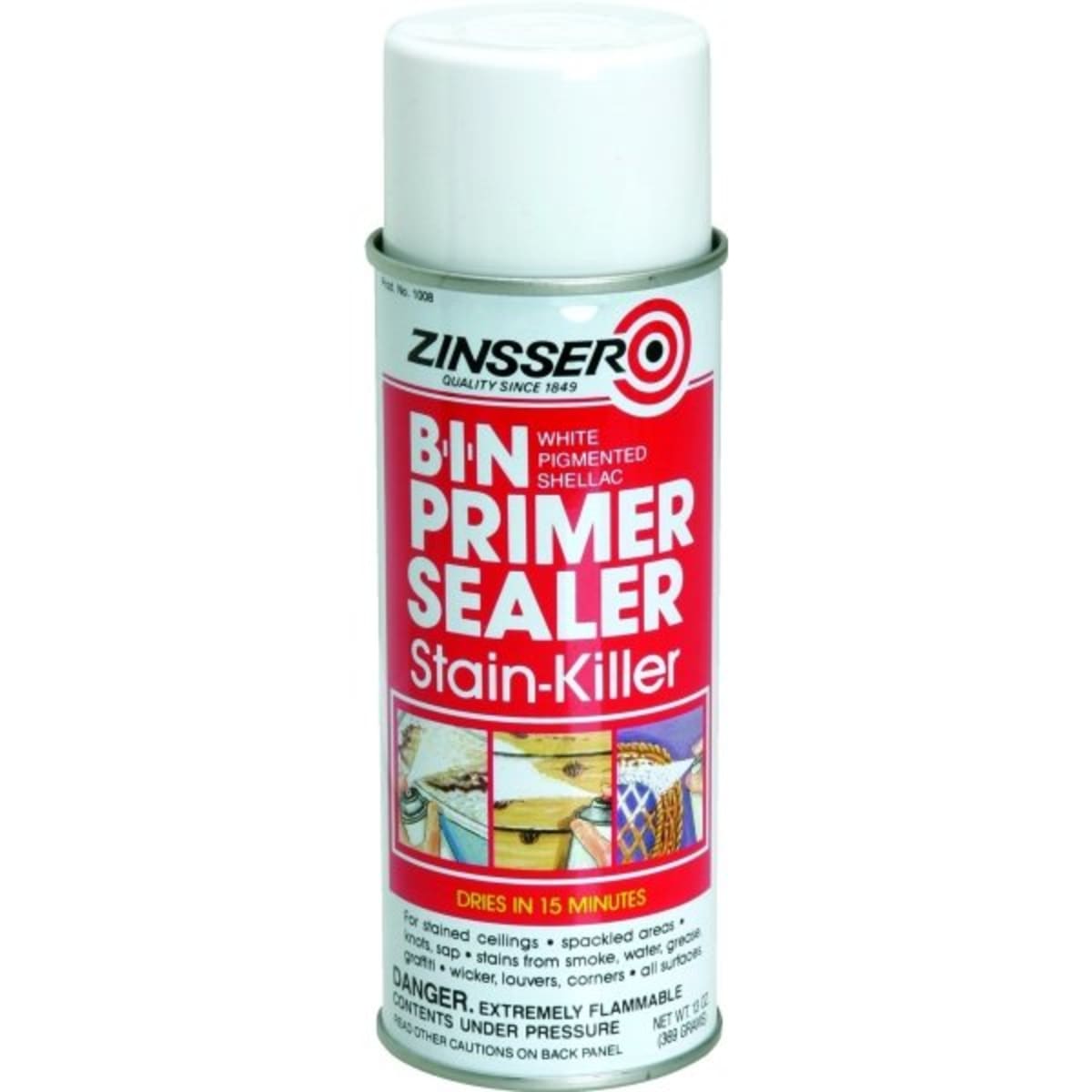 Zinsser 13 Oz B I N Shellac Based Primer Sealer Spray Flat White