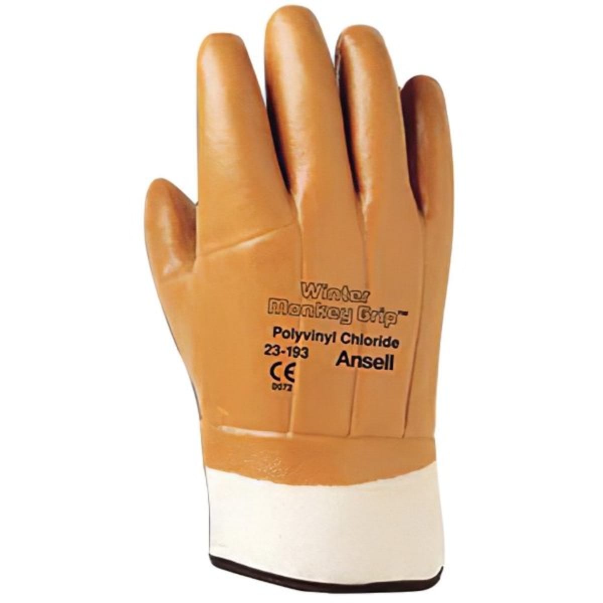 Winter Monkey Grip X Large Orange Jersy Lined Gloves With Safety