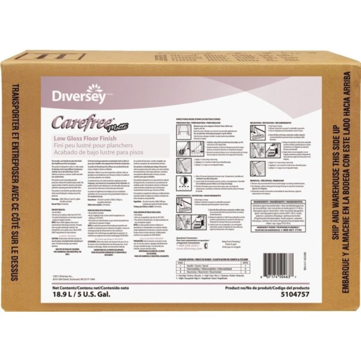 Diversey Matte Floor Finish Liquid 5 Gallon Box Hd Supply
