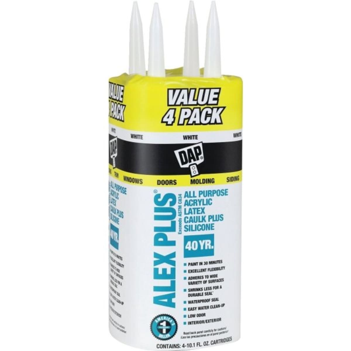 Dap Alex Plus 10 1 Ounce Acrylic Latex Caulk White Value Package