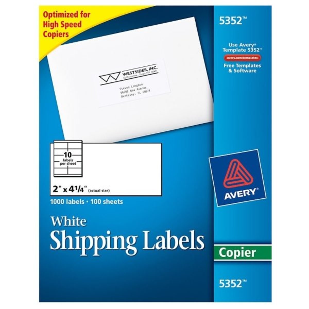 Avery® White Vibrant Color-Printing Shipping Label 3-3/4