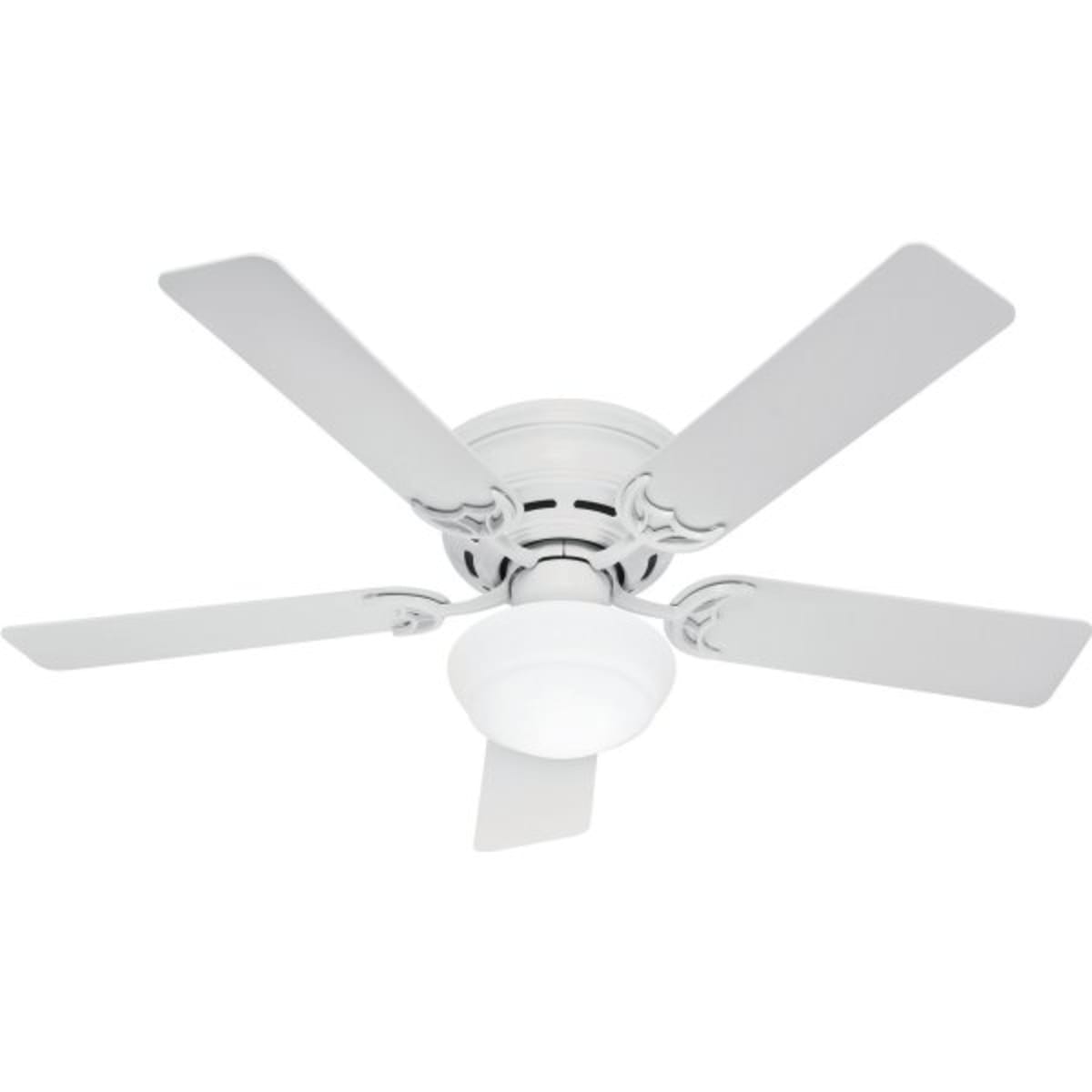 Hunter 52 Hugger Mount Ceiling Fan White Opal Bowl Light Kit Hd