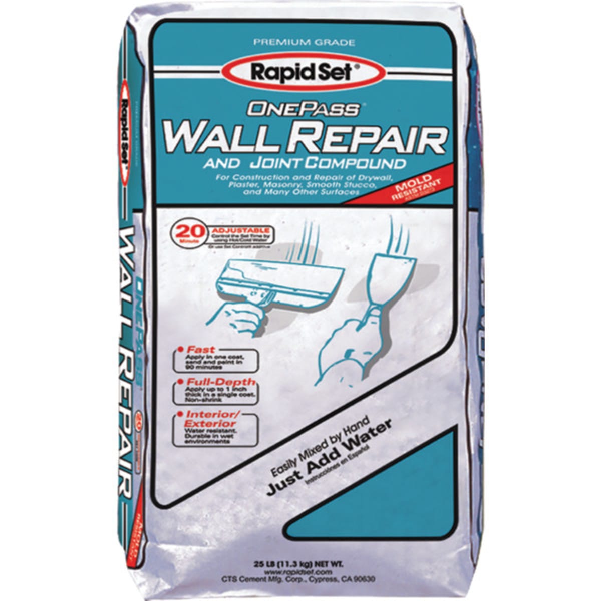 Rapid Set 70010025 25lb Bag One Pass Wall Repair And Joint