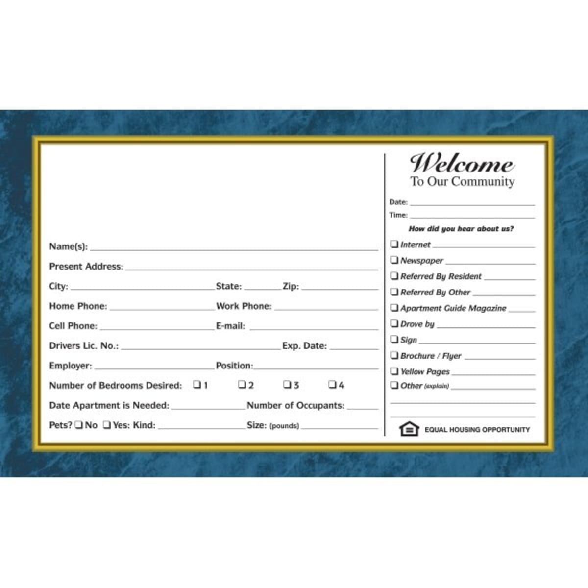 Apartment Guest Card - Printable Cards