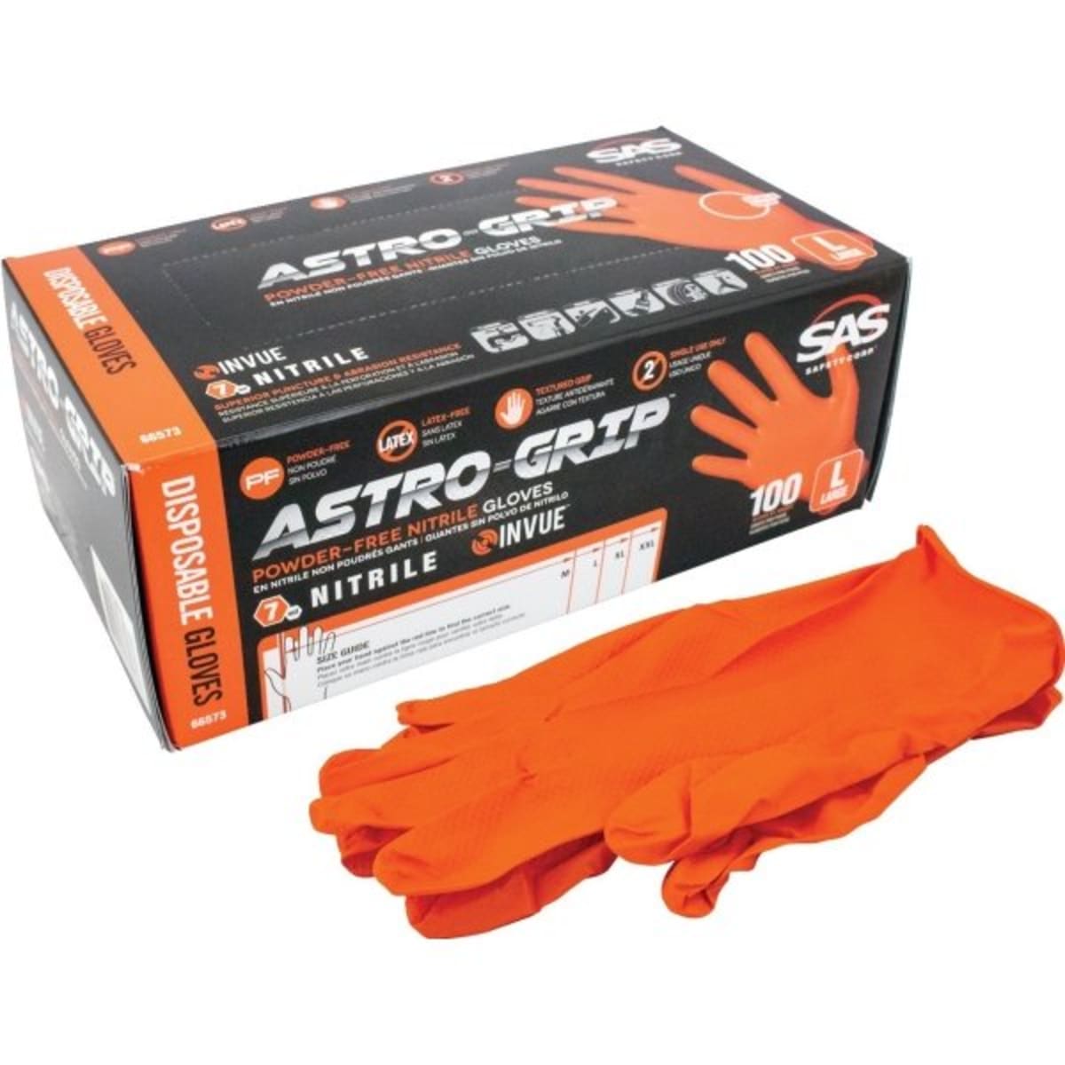 Sas Safety Astro Grip Disposable Nitrile Gloves X Large Package Of 100 Hd Supply